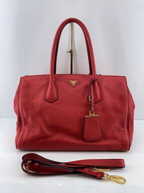 Prada Vitello Daino Convertible Handbag RED